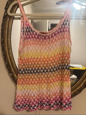 Missoni Pink Orange Yellow Black Chevron Knit Camisole